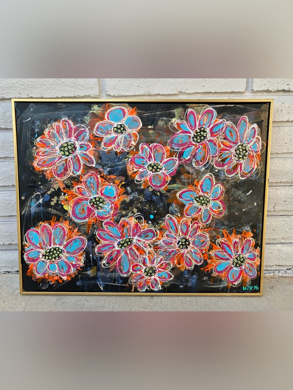 HANDMADE Original Abstract Modern Painting | 'flower garden' by me on canvas | o
